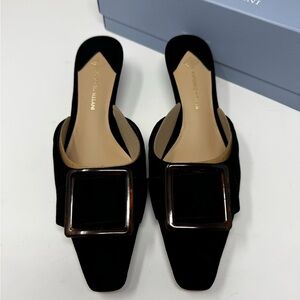 Antonio Melani Kendra Suede Buckle Dress Mules